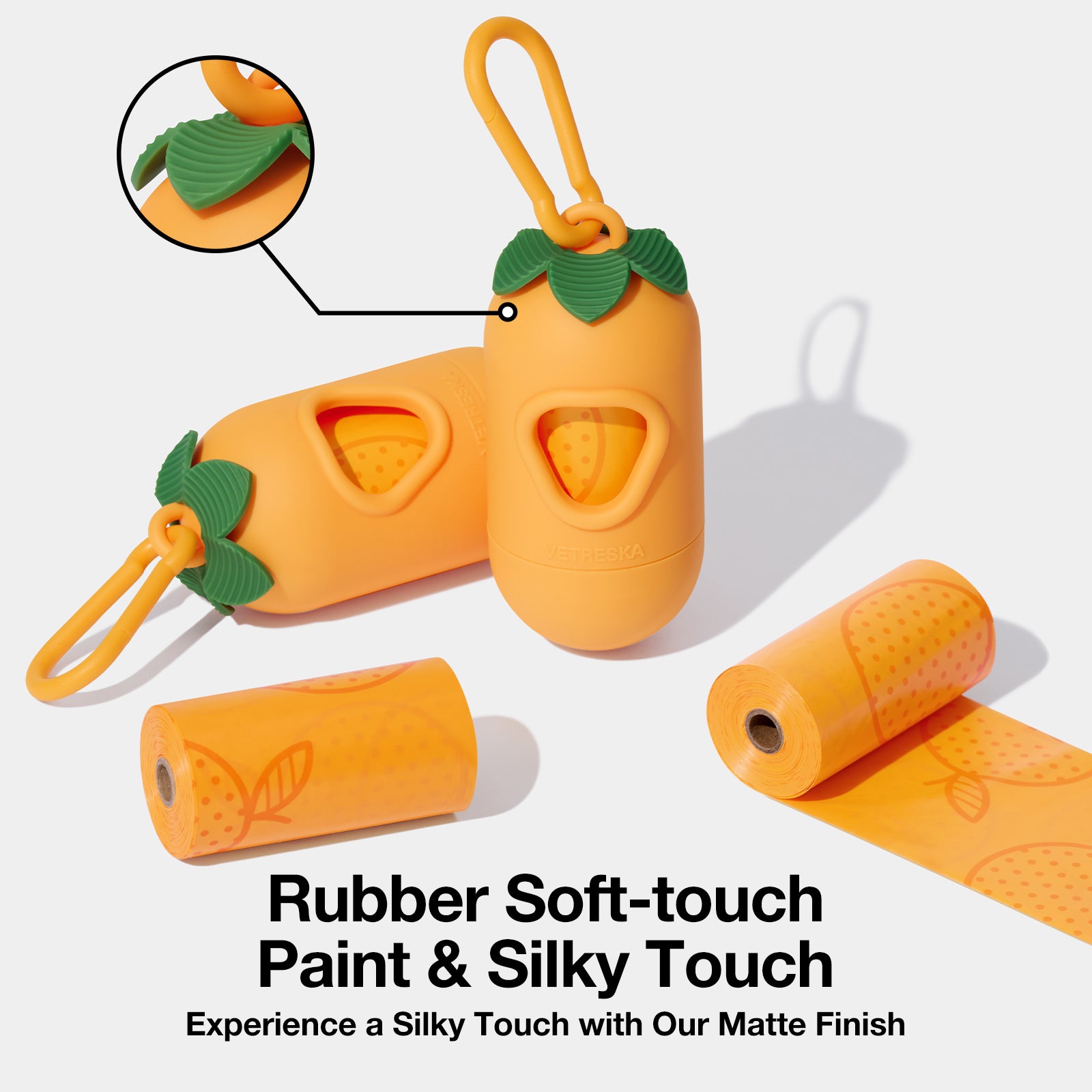 Tangerine Poop Bags & Dispenser Set