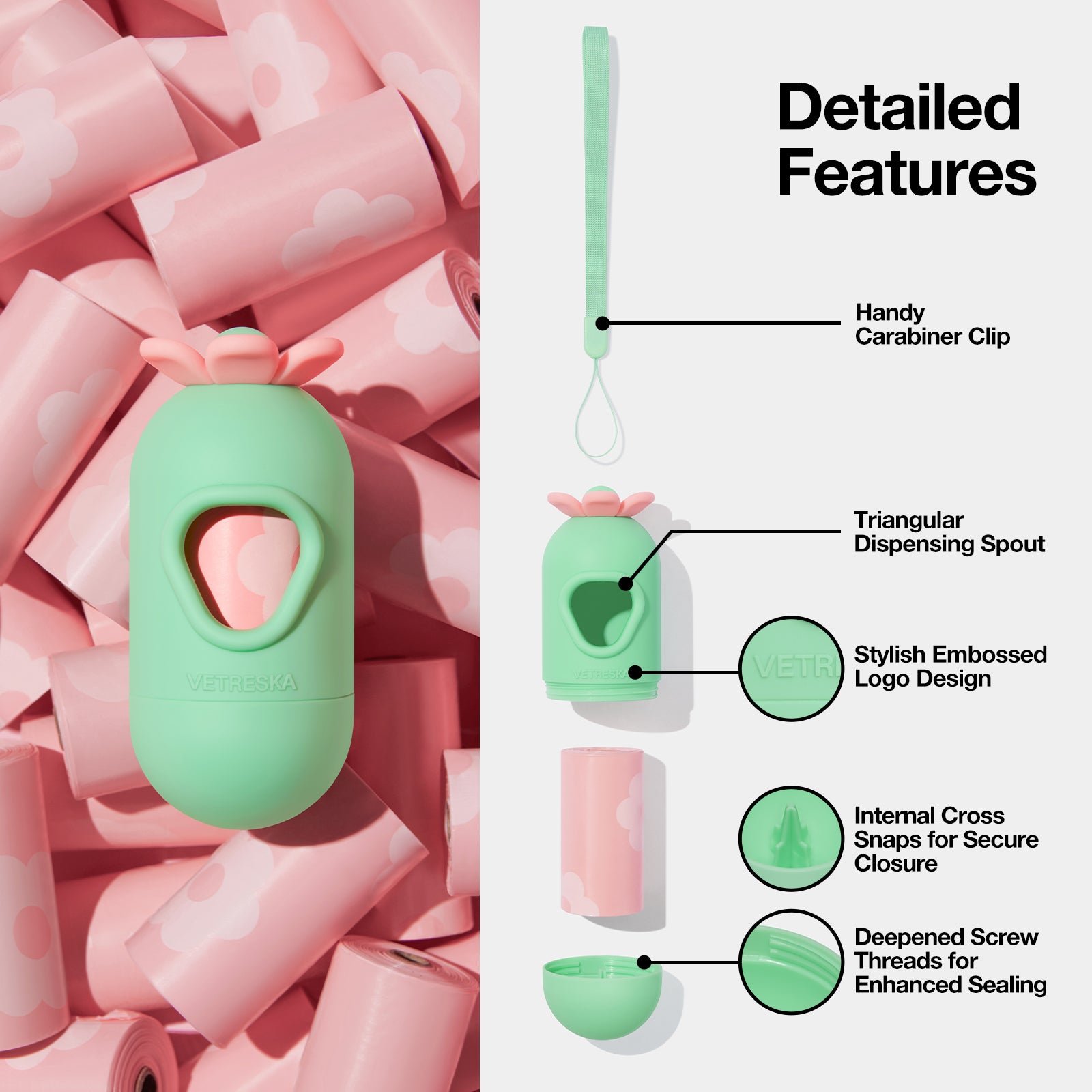 Flora Poop Bags & Dispenser Set with 19 Rolls Refill (285 poop bags )