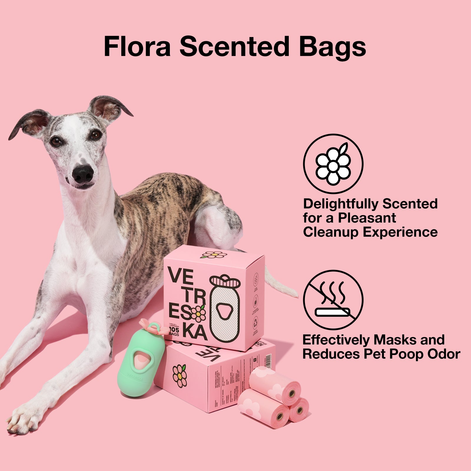 Flora Poop Bags & Dispenser Set with 19 Rolls Refill (285 poop bags )