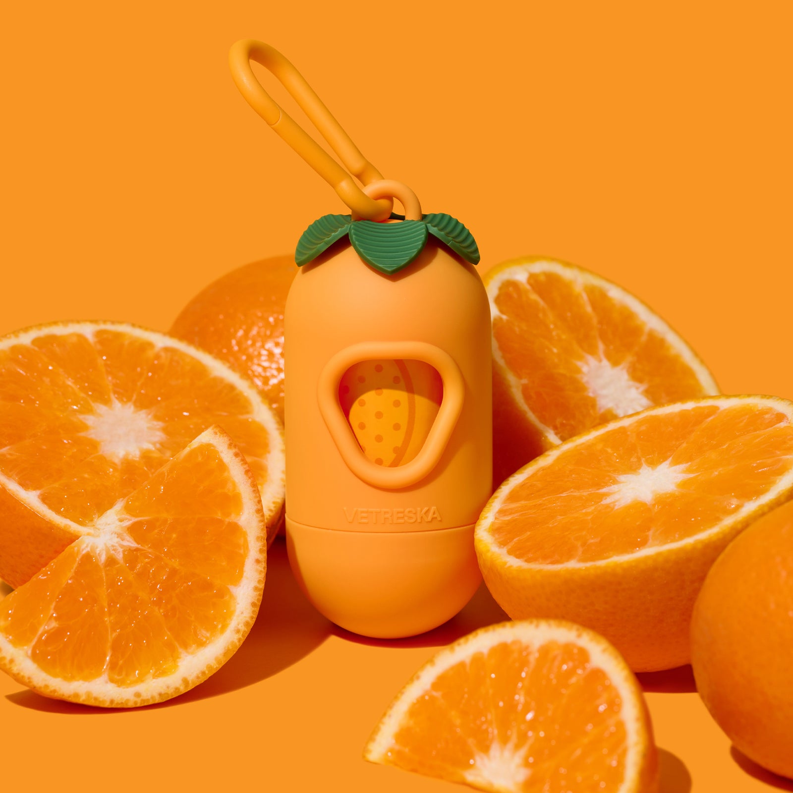 Tangerine Poop Bags & Dispenser Set
