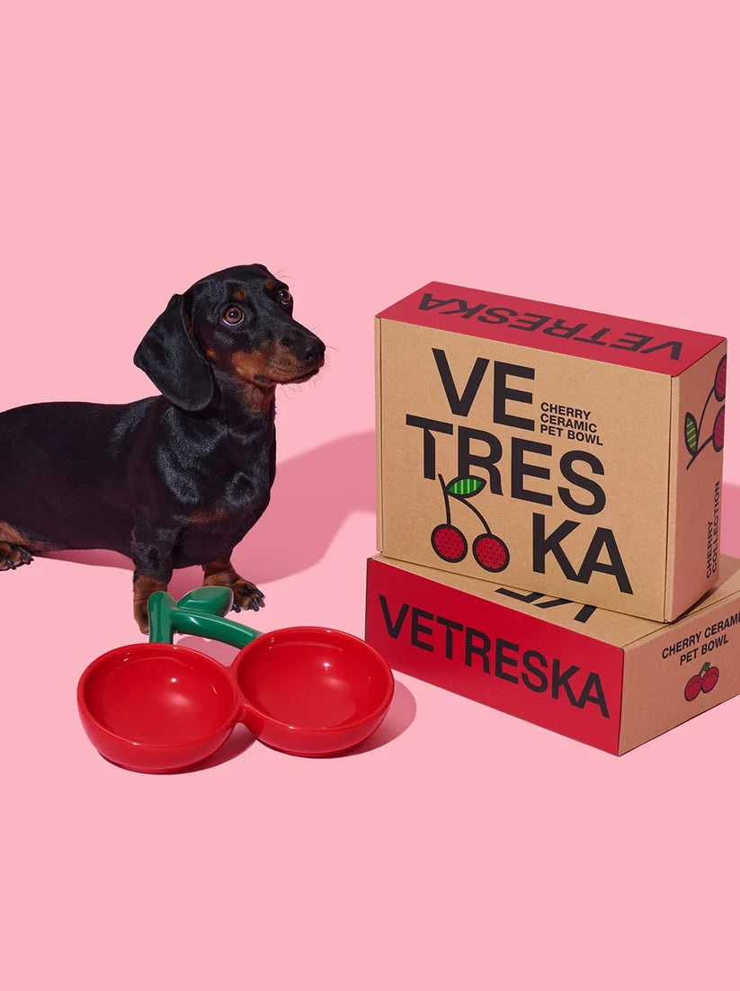 Vetreska Cherry Ceramic Pet Bowl(Pre-Order)