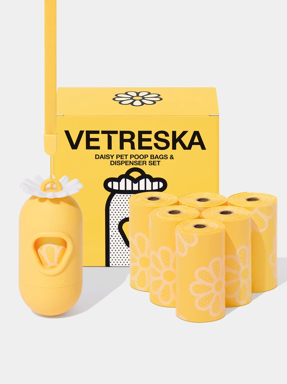 Daisy Poop Bags & Dispenser Set