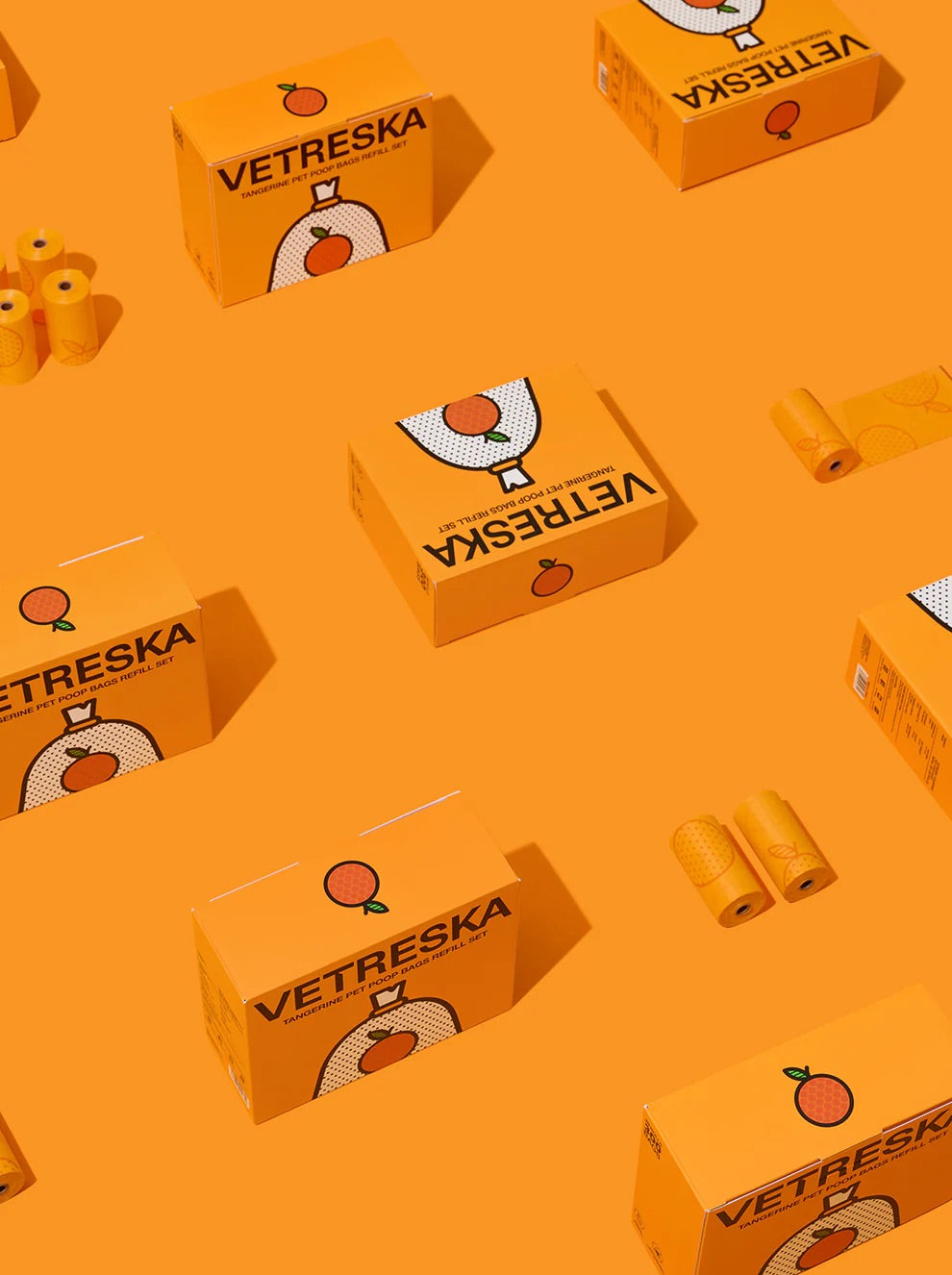 VETRESKA Tangerine Pet Poop Bags Refill Set